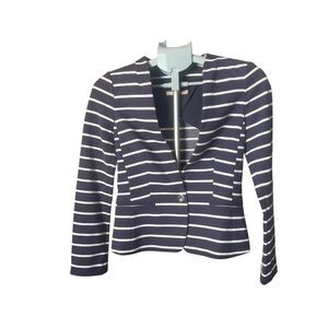 Banana Republic Navy and White Striped Tailored Blazer